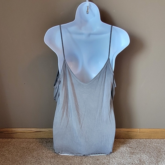 American Eagle Peek-a-Boo Grey Flowy Short Sleeved Blouse Size Large - Picture 2 of 10